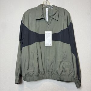 Lululemon Color Block Nylon Collared Jacket Retro Army Green/Black Size M NWT